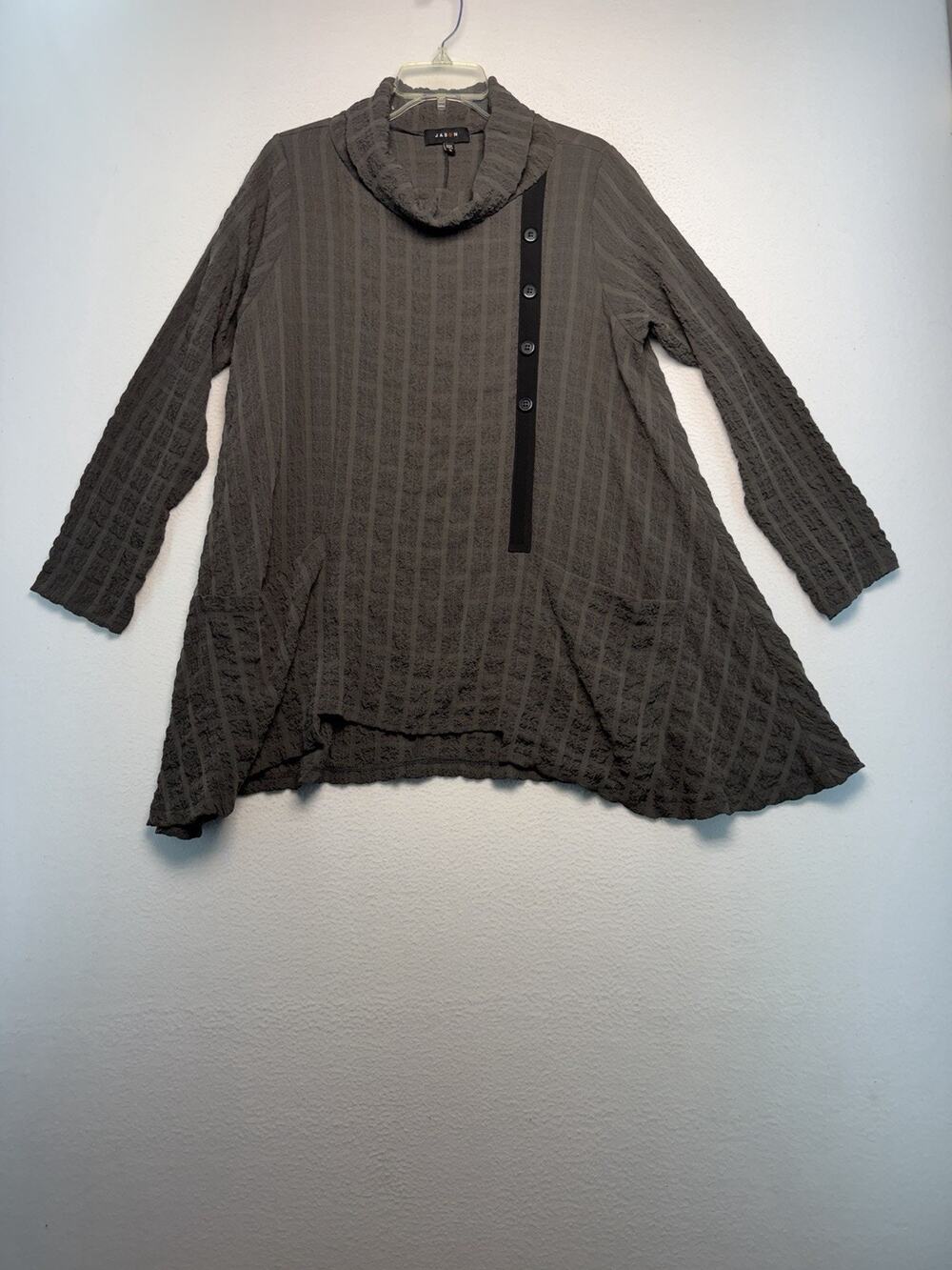 Jason USA Textured Peasant Gray Gothic Tunic Top Oversized - S Villain fairy ￼